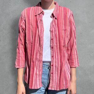 VTG PINK STRIPED BUTTON-DOWN BLOUSE